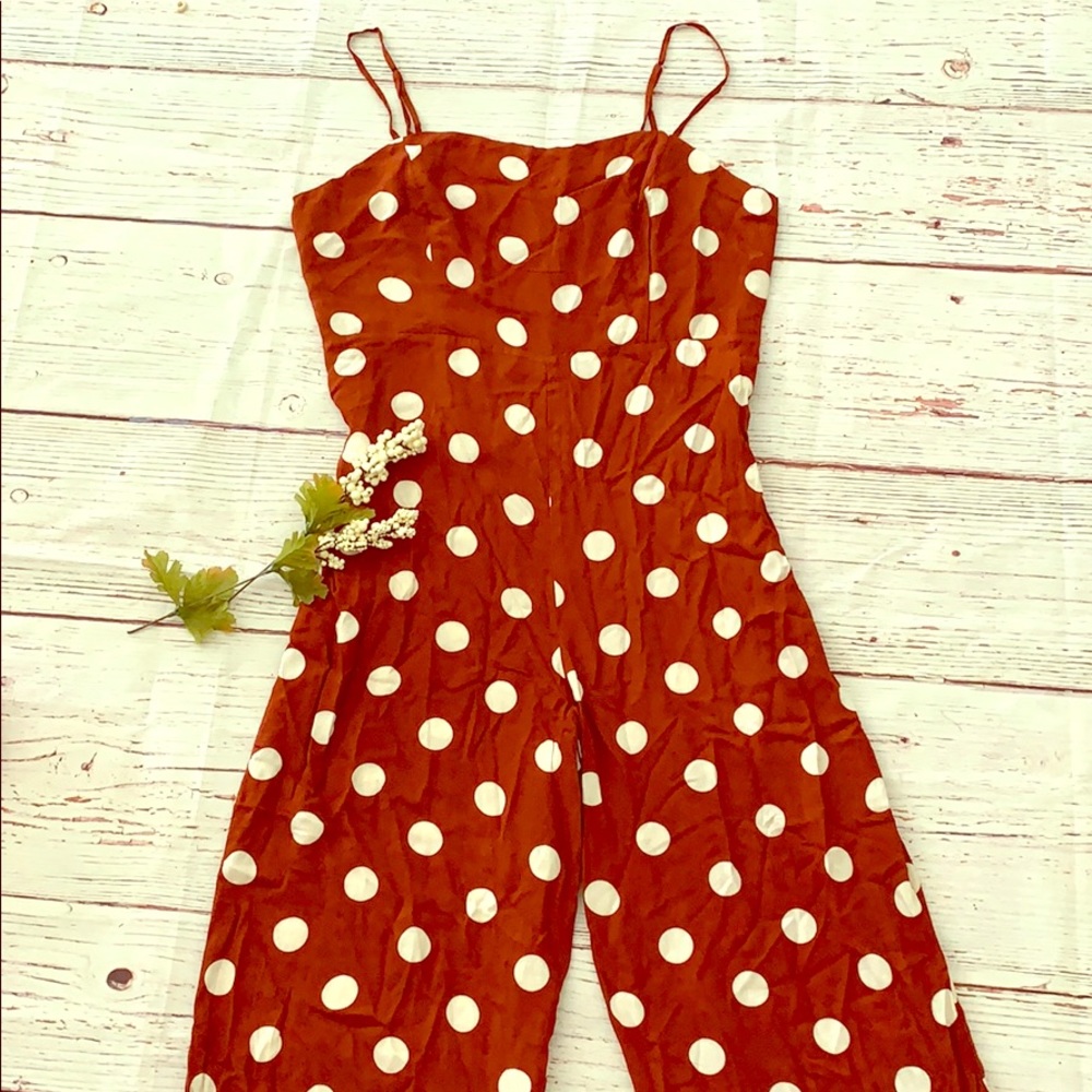 Maxi Rust Polka Dot jumpsuit